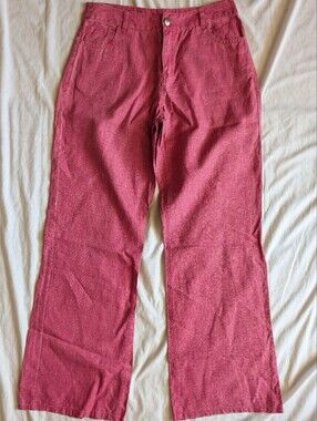Vintage 90s Y2K MetroStyle 100% Linen Pants size 6 Pink